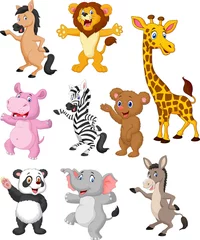 Rolgordijnen Zoo Wilde dieren cartoon collectie set