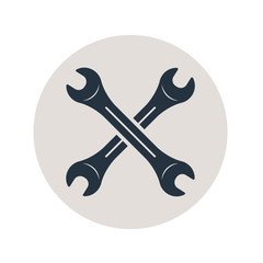 Icono plano llaves cruzadas en circulo color gris