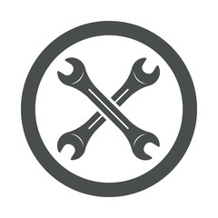 Icono plano llaves cruzadas en circulo color gris