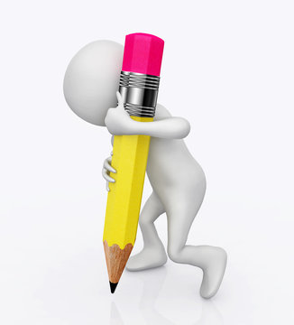 3D Figur mit Bleistift