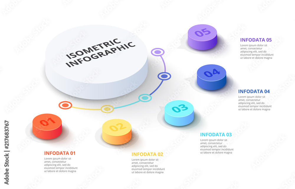 Aufkleber vector 3d gradient cylinders. business template for presentation. creative concept for isometric inf
