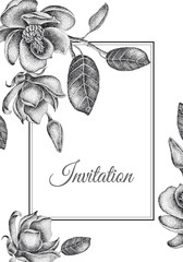 Wedding invitations templates cards with flowers magnolias.