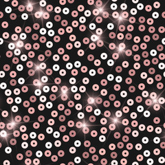 Glitter seamless texture. Admirable pink particles. Endless pattern made of sparkling sequins. Cute 