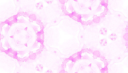 Pink seamless pattern. Attractive delicate soap bubbles. Lace hand drawn textile ornament. Kaleidosc