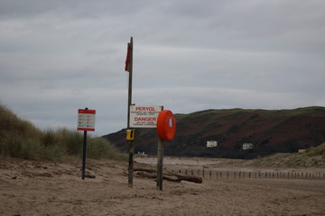 Fototapeta na wymiar Danger sign at Beach