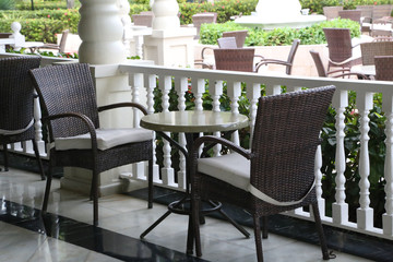 Table with chairs on the balcony