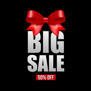 Big sale banner with red bow