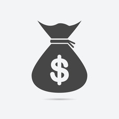 Money bag icon flat style isolated on background. Money bag sign symbol for web site and app design.