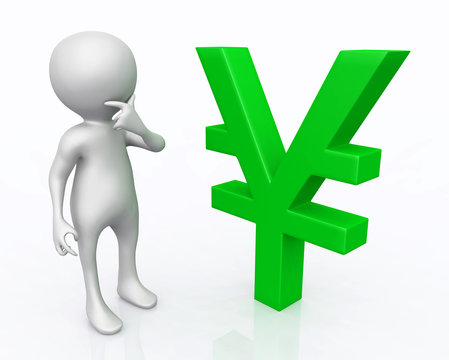 3D Figur mit Währungssymbol Yen