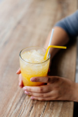 Cold lemonade on the table.