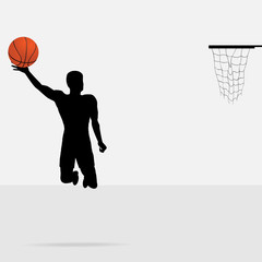 Basketball and silhouette player background