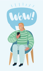 Man Talking on a Mobile Sitting on a Chair with 