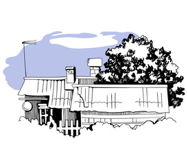Old cottage, vector illustration.