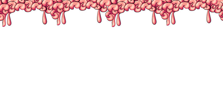 The brains of zombies are draining. The pattern is seamless. Holiday Halloween. Vector illustration.