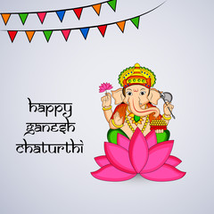 illustration of Hindu God Ganesh with happy Ganesh Chaturthi text on the occasion of Hindu Festival Ganesh Chaturthi 