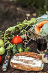 village table vegetables fruits