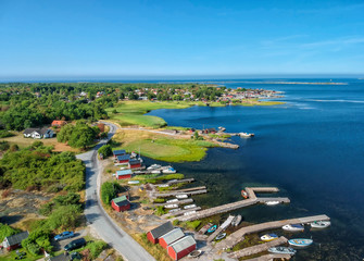 Summer aerial view of Hasslo sea coast
