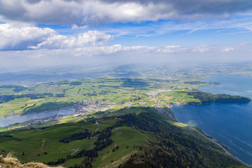 Fototapeta na wymiar Landscape mountain and lake view from top of Rigi Kulm Luzern Switzerland