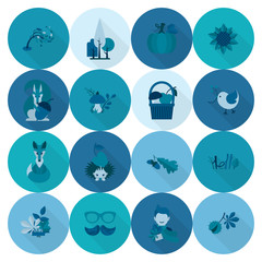 Set of Flat Autumn Icons