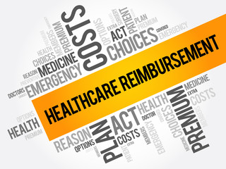 Healthcare Reimbursement word cloud collage, health concept background