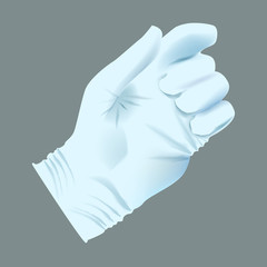 Vector Realistic human hand with medical glove holding position.
