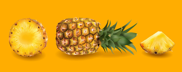 Pineapple on a bright yellow background