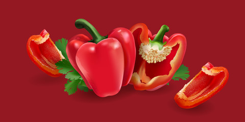Red pepper on red background