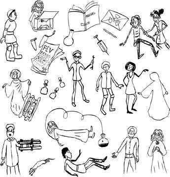 Vector image of various disabled people