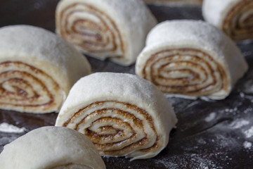Crude dough cinnamon rolls