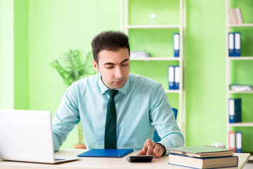 Male financial manager working in the office 