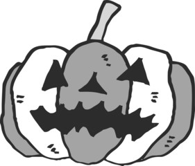 Monochrome Illustration of Halloween pumpkin