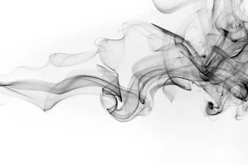 Foto op Plexiglas Rook Zwarte rook abstract op witte achtergrond