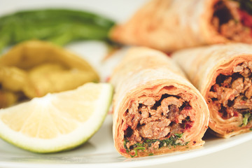 delicious turkish kebab tantuni
