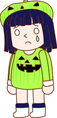 Halloween green pumpkin girl
