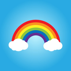 Rainbow With Clouds Vector Illustration