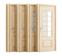 four wooden doors isolated on white background