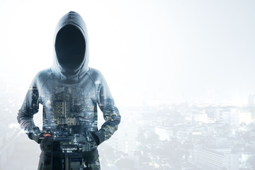 Hacker in city