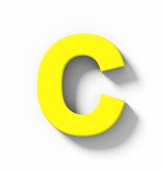 letter C 3D yellow isolated on white with shadow - orthogonal projection