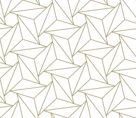 Stickers meubles Or abstrait géométrique Modèle sans couture de vecteur géométrique simple moderne avec texture de ligne or sur fond blanc. Fond d& 39 écran abstrait léger, toile de fond de carreaux lumineux.