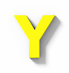 Fototapeta premium letter Y 3D yellow isolated on white with shadow - orthogonal projection