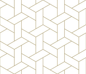 Nowożytny prosty geometryczny wektor bezszwowy wzór z złocistą kreskową teksturą na białym tle. Lekka abstrakcjonistyczna tapeta, jaskrawy dachówkowy tło. - 217705758