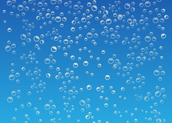 Bubbles in water on blue background. Bubble blue air background