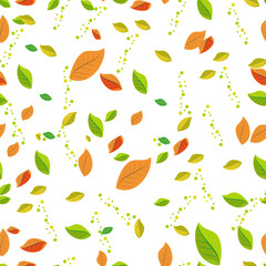 Seamless pattern with colorful autumn leaves. Vector illustration.