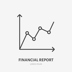 Financial analysis flat logo, chart, graph icon. Data visualization vector illustration, sign for business statistic.