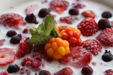 breakfast in the village berries with milk