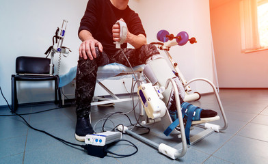 Patient on CPM (continuous passive range of motion) machines. Device to provide anatomically correct motion to both the ankle and subtalar joints.