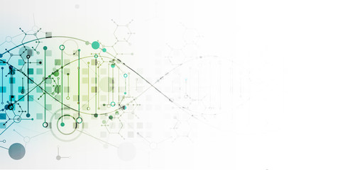 Science template, wallpaper or banner with a DNA molecules.