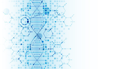 Science template, wallpaper or banner with a DNA molecules.