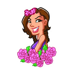 Smile Girl Mascot Design Vector