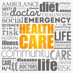 Healthcare word cloud collage, health concept background